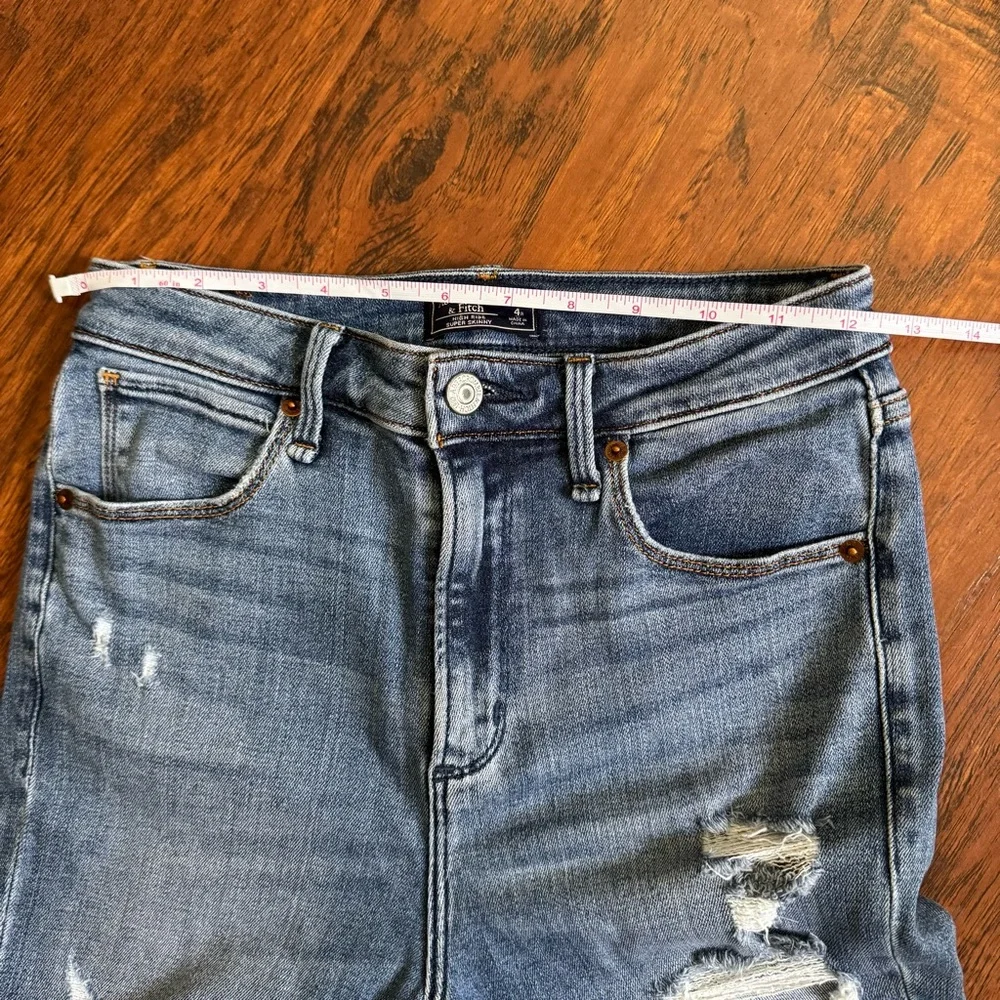 Abercrombie & Fitch Jeans Women's Sz 4 High Rise Skinny Blue Stretch Distressed - Picture 4 of 7
